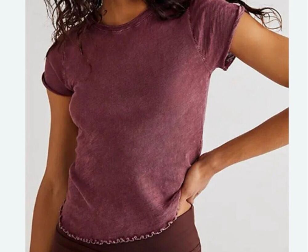 Free People X We The Free Be My Baby Tee Acai Womens Small NWOT